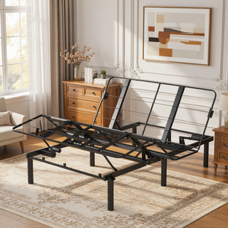 Sunvega Zero-Clearance Adjustable Bed Base Frame with Dual USB Ports for Queen Size