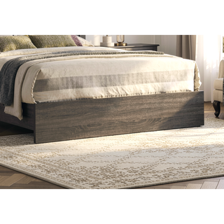 Sunvega Queen Size Upholstered Bed with V Shaped Headboard in Gray Finish