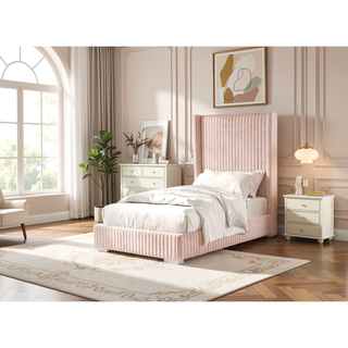 Sunvega Contemporary White Fur Chenille Fabric Mattress Ready Queen Size Bed