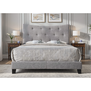 Sunvega Queen Bed with Upholstered Headboard and Low-Profile Footboard
