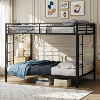 Sunvega Multi-Functional Square Tube Iron Bunk Bed with Full-Size Upper and Lower Beds