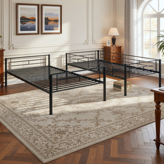Sunvega Full Over Full Metal Bunk Bed with Chrome Finish and Guardrails