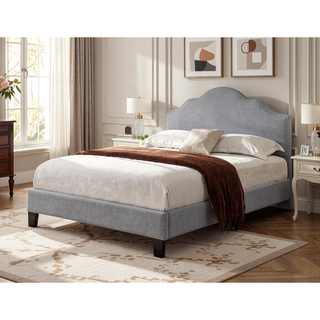 Sunvega Light Gray Transitional Full Upholstered Bed for Your Home