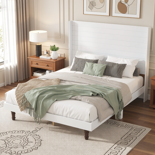 Sunvega Stylish High Headboard Bed with 54 Inch Design for Reading and Relaxing