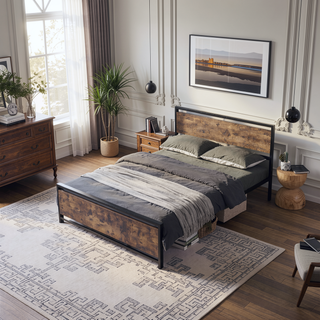 Sunvega Modern Sturdy Twin Size Metal Bed Frame with Strong Steel Structure for Bedroom