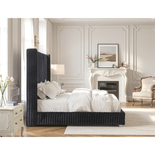 Sunvega Contemporary White Fur Chenille Fabric Mattress Ready Queen Size Bed