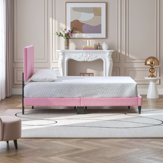 Sunvega White Faux Leather Upholstered Queen Bed with Adjustable Headboard