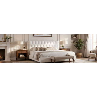 Sunvega Sleek And Stylish Contemporary White King Bed For Bedroom