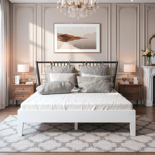 Sunvega Full Platform Bed with 28-Slat Support System in Solid Pine