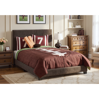 Sunvega Brown Leather Look Upholstered Full Size Bed with Headboard