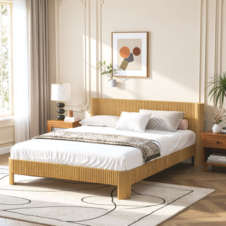 Sunvega Queen Size Bed Frame with Storage Headboard and Built-in Charging Station