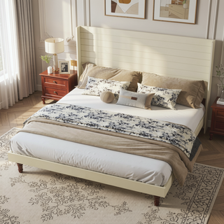 Sunvega Stylish High Headboard Bed with 54 Inch Design for Reading and Relaxing