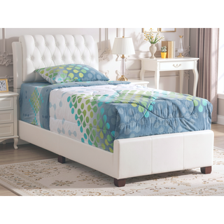 Sunvega Modern White Twin Bed with Sleek Finish for Contemporary Bedroom
