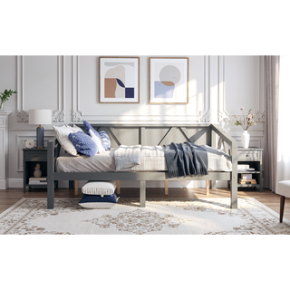 Sunvega Gray Full Size Daybed with Storage Space and Elegant Modern Design
