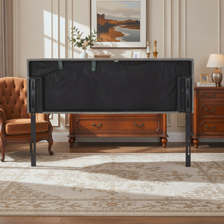 Sunvega Adjustable Height King Size Linen Upholstered Headboard with Metal Leg