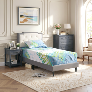 Sunvega Twin Bed Frame in Crisp White for Compact Living Areas
