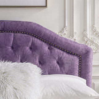 Sunvega Queen Size Upholstered Headboard with Tufted Diamond Stitch and Nailhead Trim