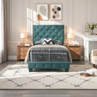 Sunvega Bright Green Twin Bed Frame with Spacious Storage and Sturdy Build