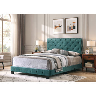 Sunvega Soft Green Transitional Style King Bed for Your Bedroom