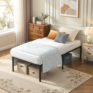 Sunvega Heavy Duty Twin Size Metal Bed Frame with Reinforced Steel Slats
