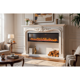 Sunvega Queen Size Upholstered Bed with Electric Fireplace and Bluetooth Speakers in Gray Velvet