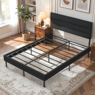Sunvega Full Size Upholstered Platform Bed Frame With Headboard and 14'' Storage