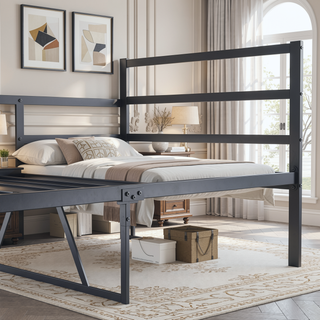 Sunvega Metal Platform Bed Frame with Headboard for Modern Bedroom No Box Spring