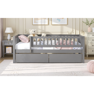 Sunvega Twin Size Daybed with Two Drawers Made of Solid Pine Wood