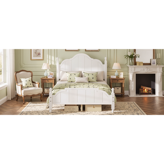 Sunvega Vintage Queen Bed Frame with Headboard and Slats Support