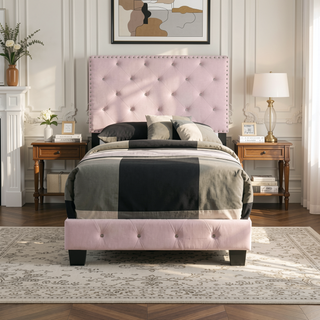 Sunvega Vibrant Pink Twin Bed For Kids With Durable Design And Easy Setup