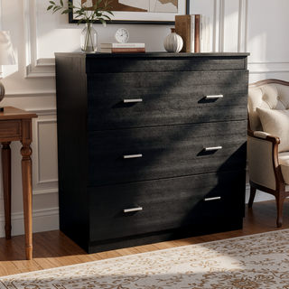Sunvega Modern Three Drawer Dresser with Metal Handles and Superior Top