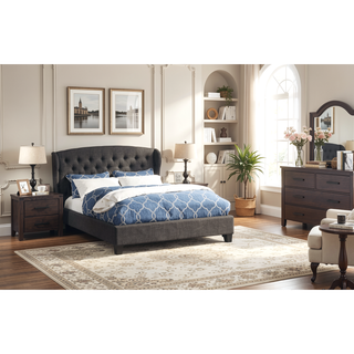 Sunvega Modern Contemporary Wing Back Button Tufted Adjustable King Size Platform Bed