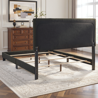 Sunvega Tufted Queen Panel Bed with Low Platform for Modern Bedroom Decor