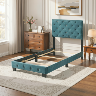 Sunvega Bright Green Twin Bed Frame with Spacious Storage and Sturdy Build