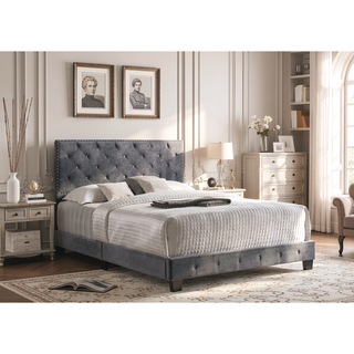 Sunvega Sophisticated Gray Queen Bed With Transitional Style For Any Room
