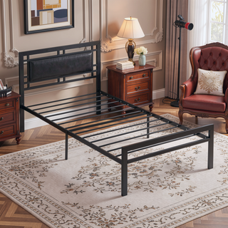 Sunvega Unique Flower Sturdy System Metal Bed Frame with Headboard and Footboard
