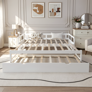 Sunvega Extending Daybed with Trundle for Spontaneous Guests from Twin to King Size