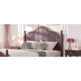 Sunvega Vintage Queen Bed Frame with Headboard and Slats Support