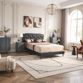 Sunvega Stylish Casual Gray Queen Bed Frame with Durable Support