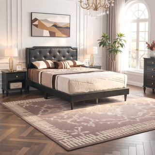 Sunvega Stylish Casual Gray Queen Bed Frame with Durable Support