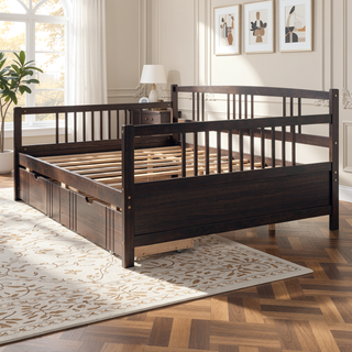 Sunvega Full Size Wood Daybed with Two Drawers for Extra Storage Space, White