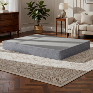 Sunvega 9 Inch Foldable Queen Size Metal Bed Base with Removable Linen Cover
