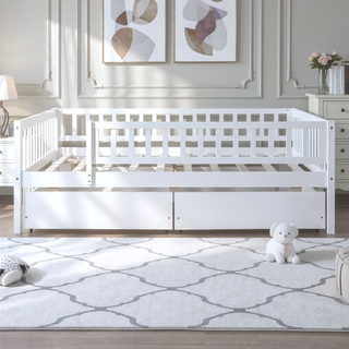 Sunvega Twin Size Daybed with Two Drawers Made of Solid Pine Wood