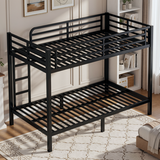 Sunvega Metal Full over Full Bunk Bed for Teens and Adults with Noise Reduction and Storage