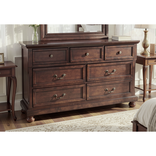 Sunvega Antique Cherry Wood Dresser with 65 by 18 by 40 Inch Dimensions
