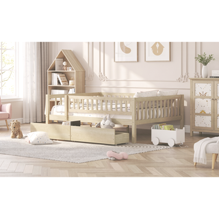 Sunvega Twin Size Daybed with Two Drawers Made of Solid Pine Wood