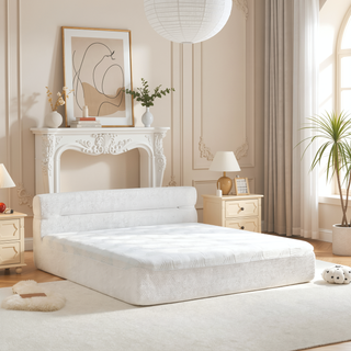 Sunvega All-in-One Full Mattress and Bed Frame with Cooling Fabric for Living Room