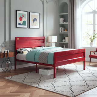 Sunvega Cargo Container Themed Metal Full Platform Bed with Headboard and Footboard