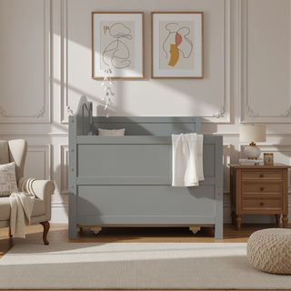 Sunvega Twin Wooden Daybed with Trundle Sofa Bed for Bedroom Living Room Gray