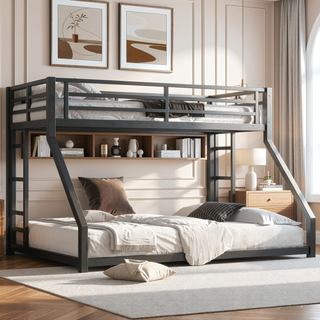 Sunvega Twin XL over Queen Metal Bunk Bed for Teens and Adults with Noise Reduction